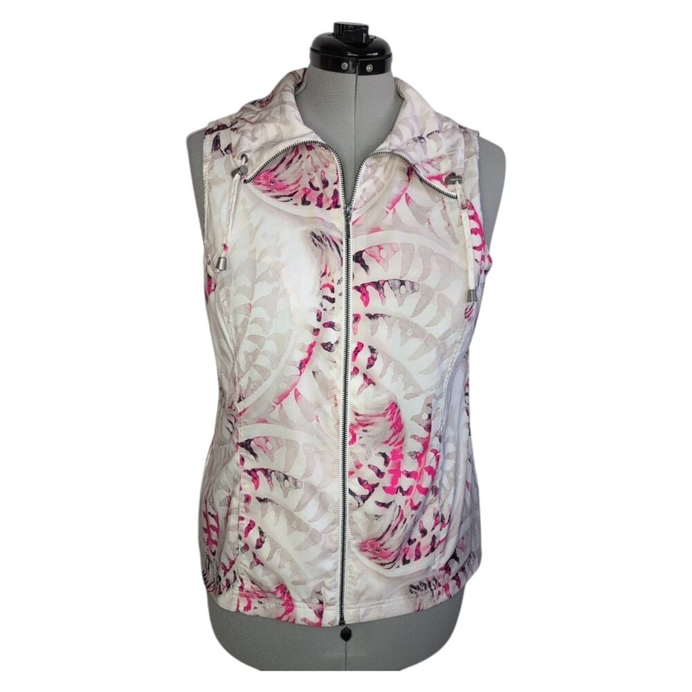 Weekends by Chico's Sleeveless Abstract Print Zip Front Vest, Size 1 (Med, 8/10)